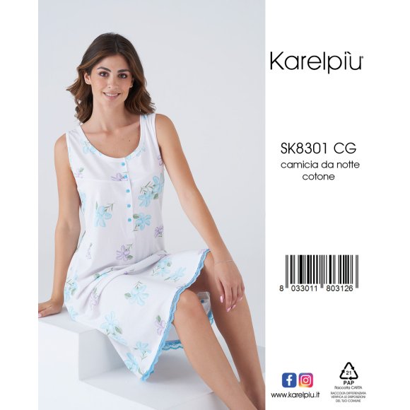 KAREL - CAMICIA DA NOTTE DONNA SPALLA LARGA COD.SK8301CG 