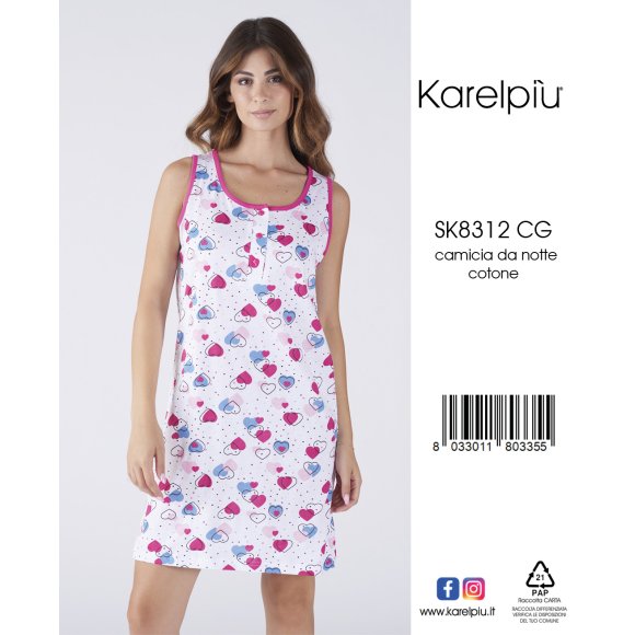 KAREL - CAMICIA DA NOTTE DONNA SPALLA LARGA COD.SK8312CG
