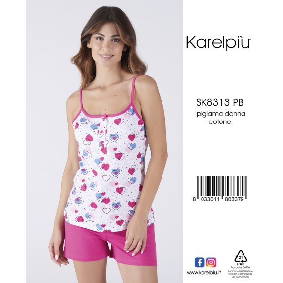 KAREL - PIGIAMA BRETELLA DONNA COD.SK8313PB - ROSA