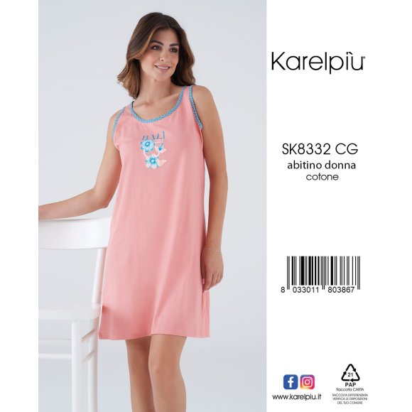 KAREL - CAMICIA DA NOTTE DONNA SPALLA LARGA COD.SK8332CG