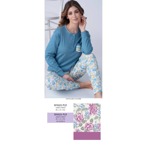 KAREL PIU'-PIGIAMA DONNA CALDO COTONE LUNGO SK9023PLD-(ROSA)