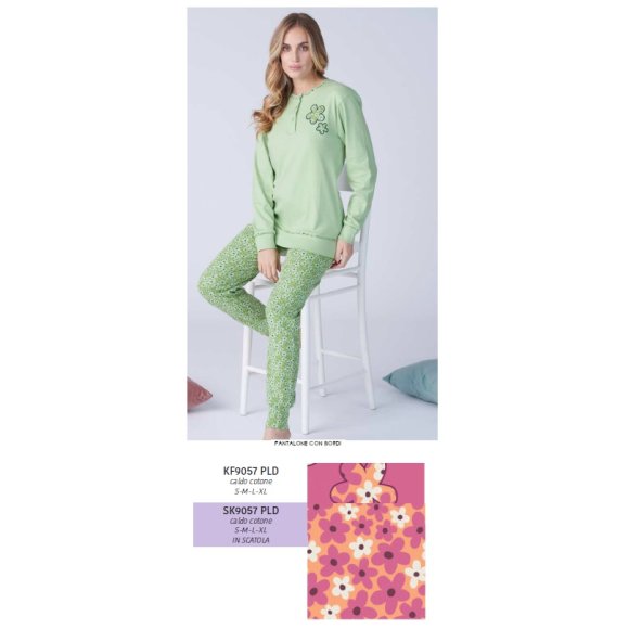 KAREL PIU'-PIGIAMA DONNA LUNGO SK9057PLD- (ROSA)