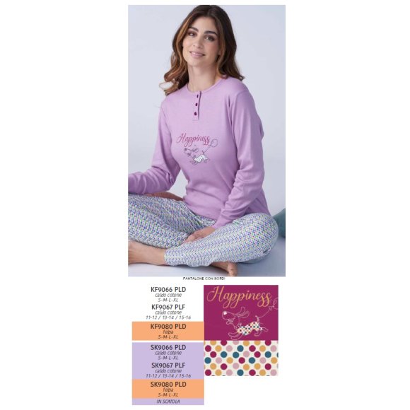 KARELPIU PIGIAMA DONNA COTONE TRASPIRANTE (MAGENTA) LUNGO SK9080PLD 