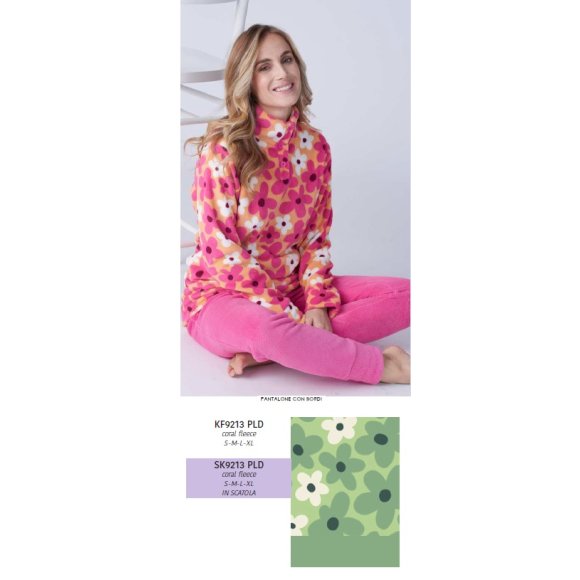 KAREL PIU'-PIGIAMA DONNA LUNGO SK9213PLD -(VERDE) 