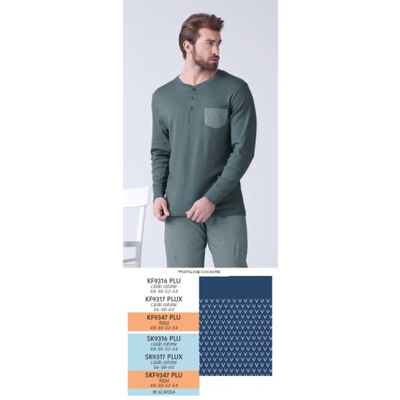 KAREL- PIGIAMA UOMO LUNGO SK9347PLU- (BLU)
