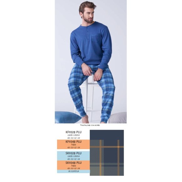 KAREL-PIGIAMA UOMO LUNGO SK9348PLU -(BLU E VERDE)
