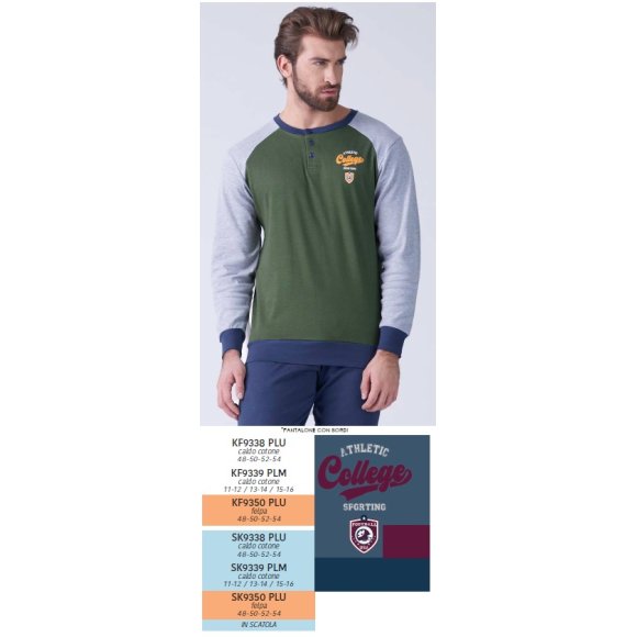 KAREL-PIGIAMA UOMO LUNGO SK9350PLU -(BLU E BORDEOX)