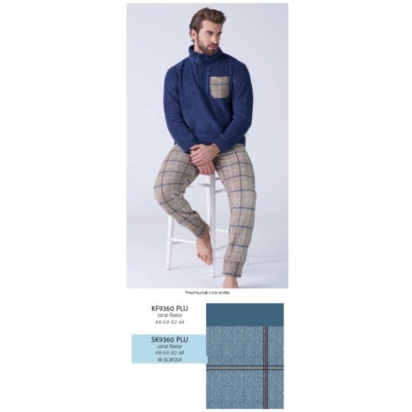 KAREL PIU'-PIGIAMA UOMO LUNGO SK9360PLU -( AZZURRO)