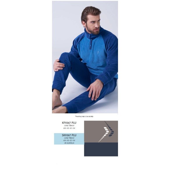KAREL PIU'-PIGIAMA UOMO LUNGO SK9367PLU- (MARRONE E BLU) 