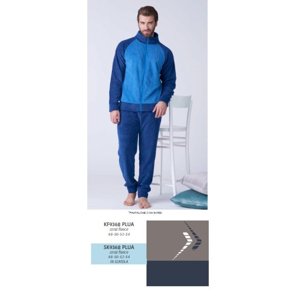 KAREL PIU'-PIGIAMA UOMO LUNGO SK9368PLUA-(MARRONE E BLU) 