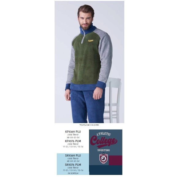 KAREL PIU'-PIGIAMA UOMO LUNGO SK9369PLU (BLU E BORDO') 