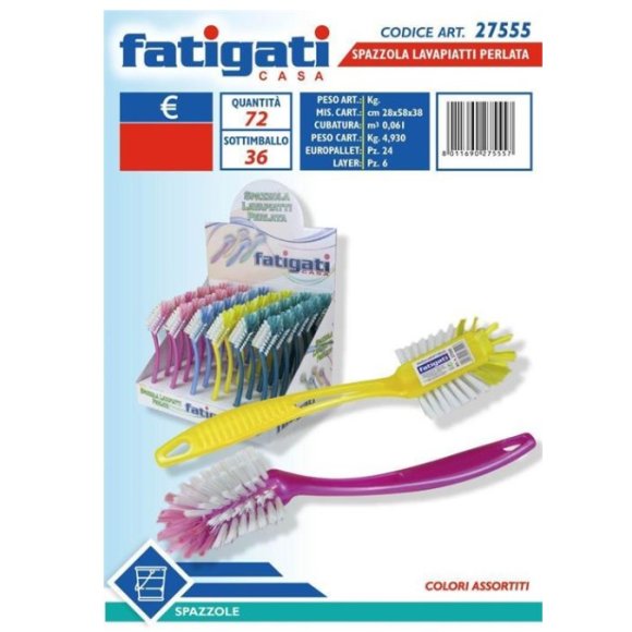 FATIGATI SPAZZOLA LAVAPIATTI IN PLASTICA PERLATA