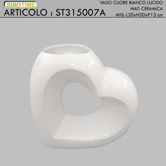 VASO CUORE 20 CM - BIANCO