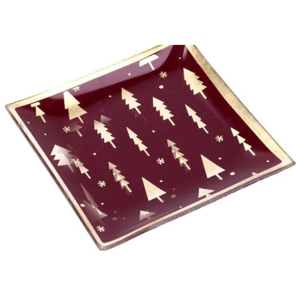 NATALE SVUOTATASCHE IN VETRO CON ALBERI 15X15XH1 CM - AMARANTO NATALE SVUOTATASCHE IN VETRO CON ALBERI 15X15XH1 CM - AMARANTO