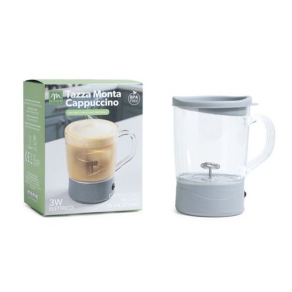 MERCURY TAZZA MONTA CAPPUCCINI ELETTRICO GRIGIO A BATTERIA 2XAA 3V 9X9XH.13 CM