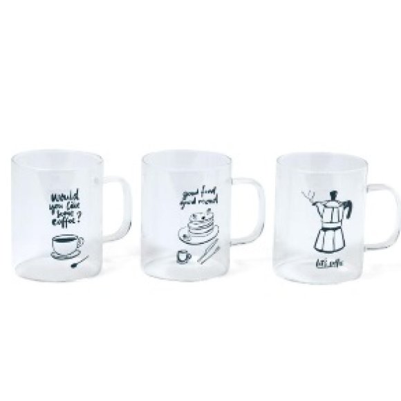 MERCURY TAZZA DECORATA IN VETRO BOROSILICATO 350 ML 11,6X7,8XH9,8 CM - DESIGN ASSORTITI  