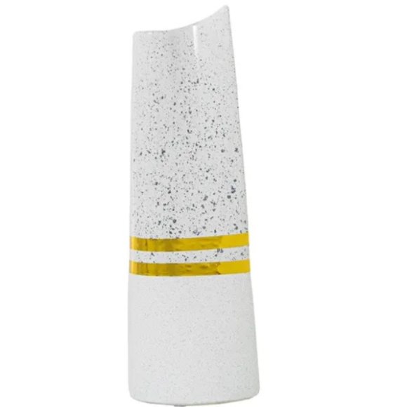 CAMACHO VASO IN CERAMICA 10x10x31 CM - ARGENTO E BIANCO CAMACHO VASO IN CERAMICA 10x10x31 CM - ARGENTO E BIANCO