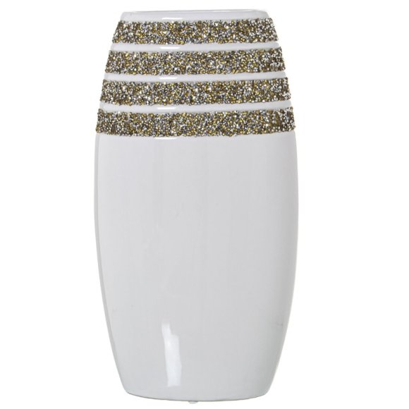 CAMACHO VASO IN CERAMICA 13x18x33 CM - BIANCO CON BRILLANTINI CAMACHO VASO IN CERAMICA 13x18x33 CM - BIANCO CON BRILLANTINI