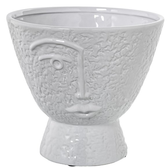 CAMACHO VASO IN CERAMICA CON VOLTO 22X20CM - BIANCO CAMACHO VASO IN CERAMICA CON VOLTO 22X20CM - BIANCO