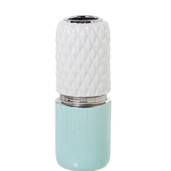 CAMACHO VASO IN CERAMICA 11x30 CM - BIANCO/VERDE ACQUA CAMACHO VASO IN CERAMICA 11x30 CM - BIANCO/VERDE ACQUA