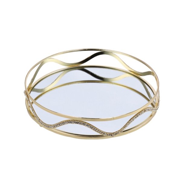 NATALE-VASSOIO IN FERRO+VETRO- 25cm    