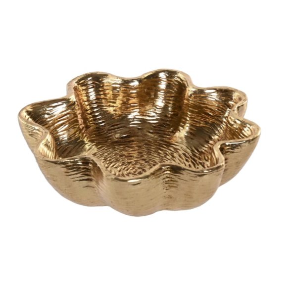 VASSOIO PORTAOGGETTI MODERNO IN RESINA DORATA HOME DECOR - 26X6,5X20 CM 