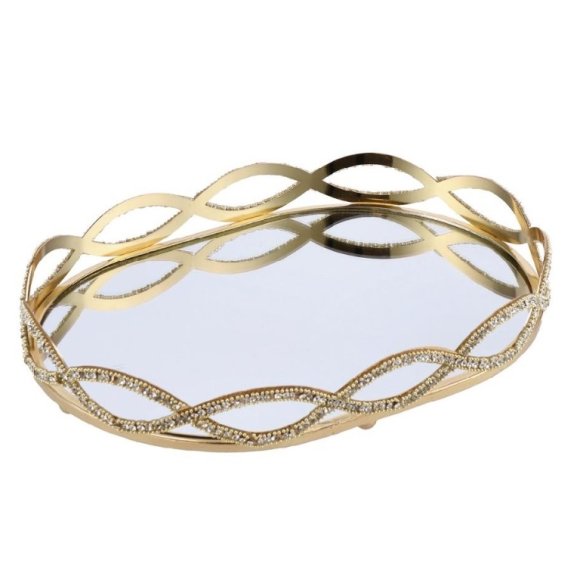 NATALE-VASSOIO FERRO+VETRO CM30X22XH5