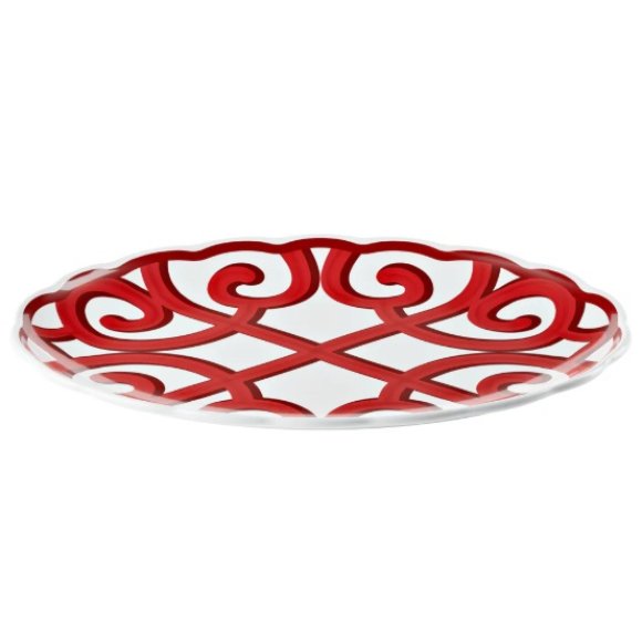 GUZZINI NATALE VASSOIO OVALE GRANDE HARMONIA ROSSO 51,5x38xh3,5 CM