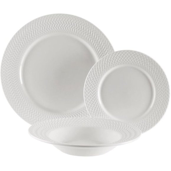 VERSA STOVIGLIA IN PORCELLANA  18 PEZZI RILIEVO 