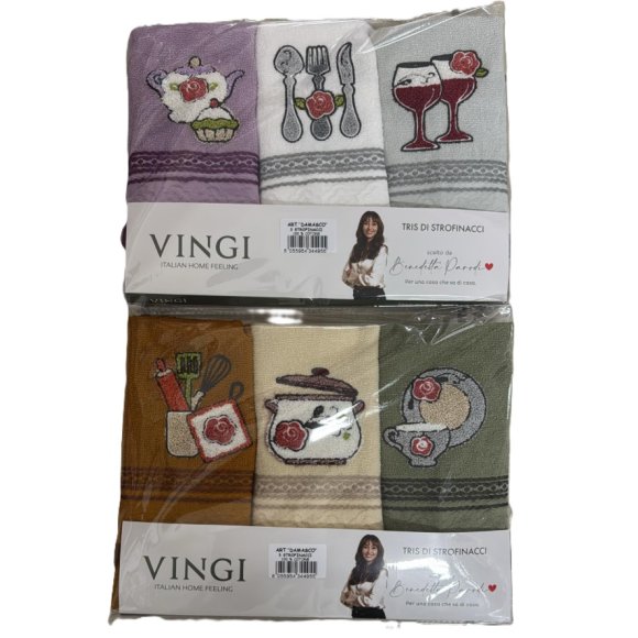VINGI STROFINACCI 3 PEZZI DAMASCO  - MODELLI ASSORTITI 