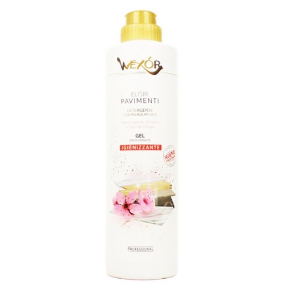WEXOR ELISIR PAVIMENTI DETERGENTE GEL PROFUMANTE IGIENIZZANTE  ROSA INGLESE, GERANIO E FIORI DI CILIEGIO - 750 ML