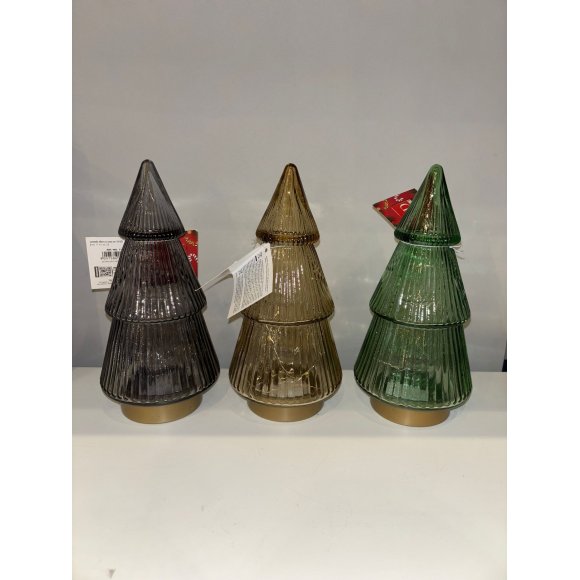 NATALE LAMPADA ALBERO IN VETRO D11XH23 COLORI ASSORTITI