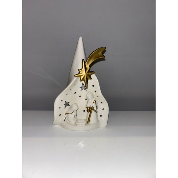 NATALE  PRESEPE IN CERAMICA CON LED  12X8