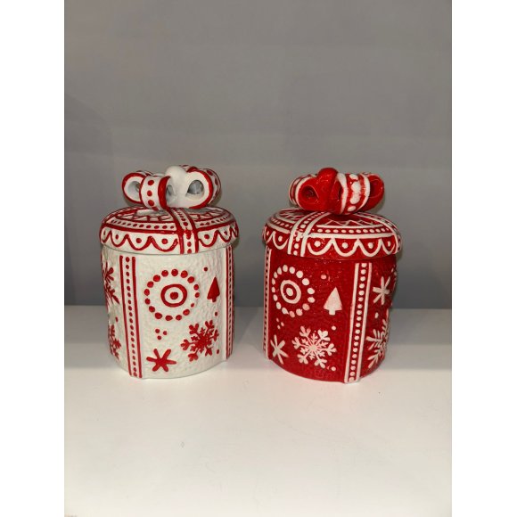 NATALE SCATOLA PACCO DONO D10XH15 CM COLORI ASSORTITI 