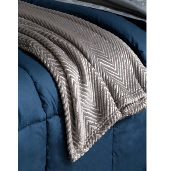 RIVIERA - PLAID "ZIZ ZAG" 1 PIAZZA E MEZZO - GRIGIO