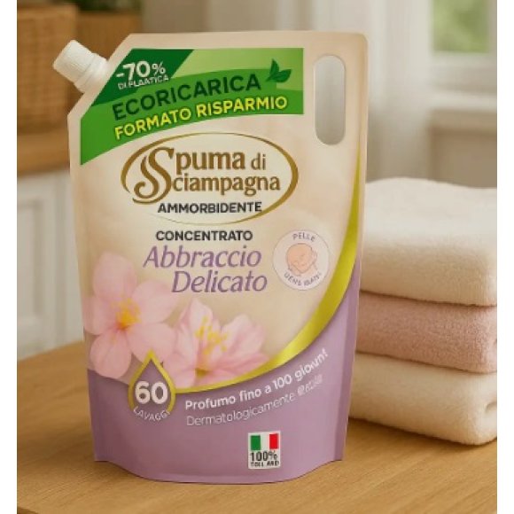 SPUMA DI SCIAMPAGNA AMMORBIDENTO CONCENTRATO ABBRACCIO DELICATO 1,2 LITRI SPUMA DI SCIAMPAGNA AMMORBIDENTO CONCENTRATO ABBRACCIO DELICATO 1,2 LITRI