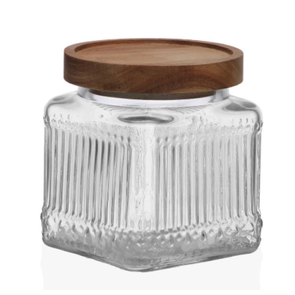 BARATTOLO VETRO TAPPO ACACIA 520ML