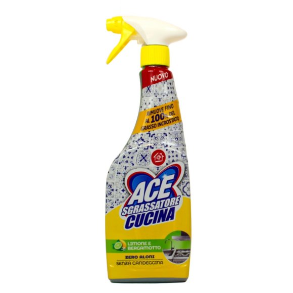 ACE Sgrassatore Cucina Limone e Bergamotto – Detergente Spray Potente senza Candeggina 600ml