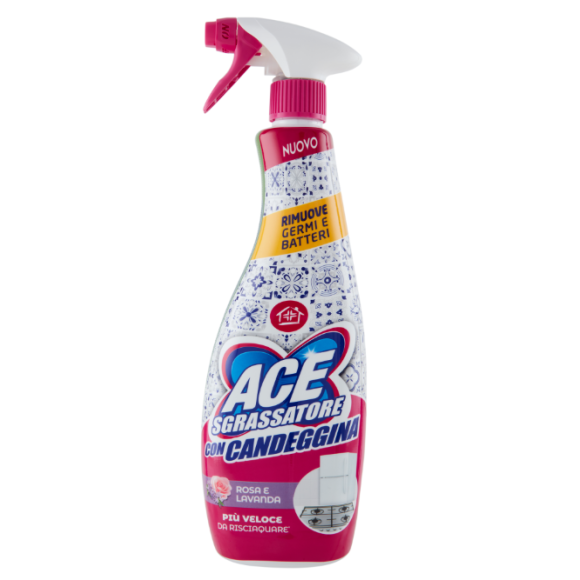 ACE Sgrassatore con Candeggina Rosa e Lavanda - 650ml - Pulizia Profonda e Igiene Totale