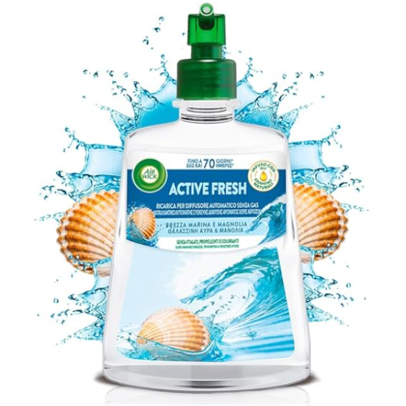 AIRWICK ACTIVE FRESH RICARICA PER DIFFUSORE AUTOMATICO FRAGRANZA BREZZA MARINA E MAGNOLIA - 228 ML