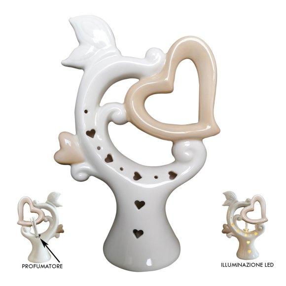 ALBERO CUORE PORTA ESSENZE CON LED - 30 CM
