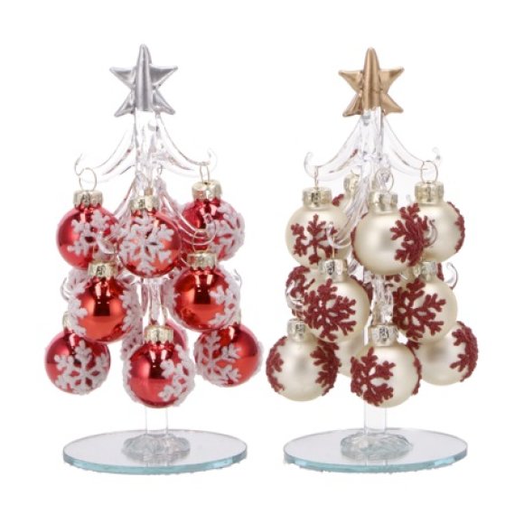 NATALE-ALBERO DI NATALE +PALLINA IN VETRO - COLORI ASSORTITI 