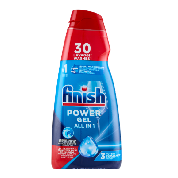 FINISH GEL PER LAVASTOVIGLIE POWER ALL IN 1 CONCENTRATO REGULAR 30 LAVAGGI 600 ML