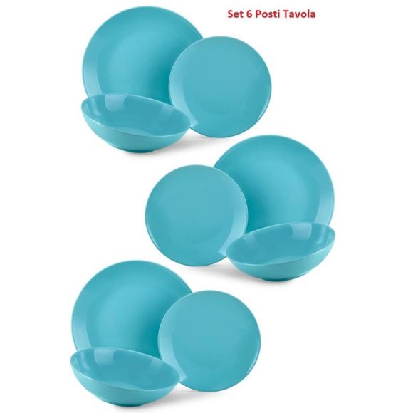 Servizio Piatti 18 Pezzi Porcellana - Azzurro