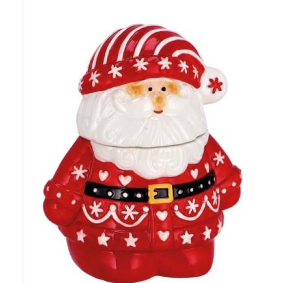 NATALE-SCATOLA IN CERAMICA A FORMA DI BABBO NATALE