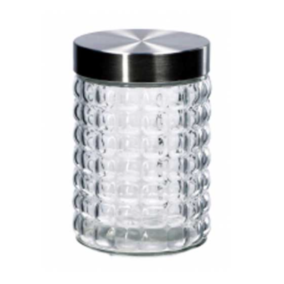  Barattolo Ad Trend In Vetro Con Coperchio In Metallo Diametro 11x16,5h Cm