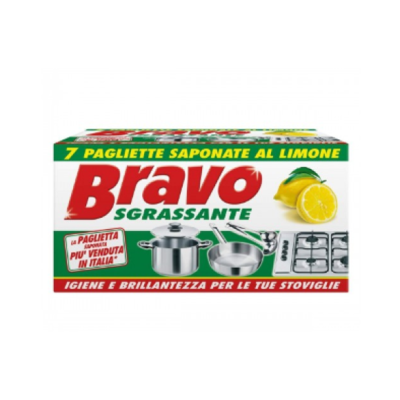 Bravo Sgrassante Pagliette Saponate Al Limone 7 Pz