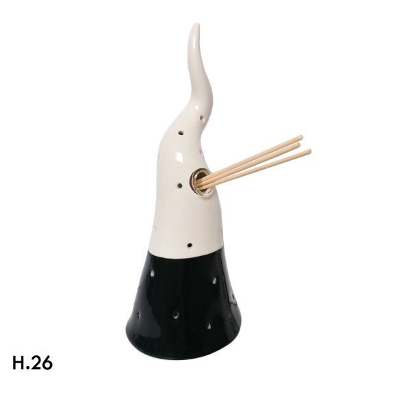 PROFUMATORE CORNO BICOLORE 26 CM - BIANCO E NERO