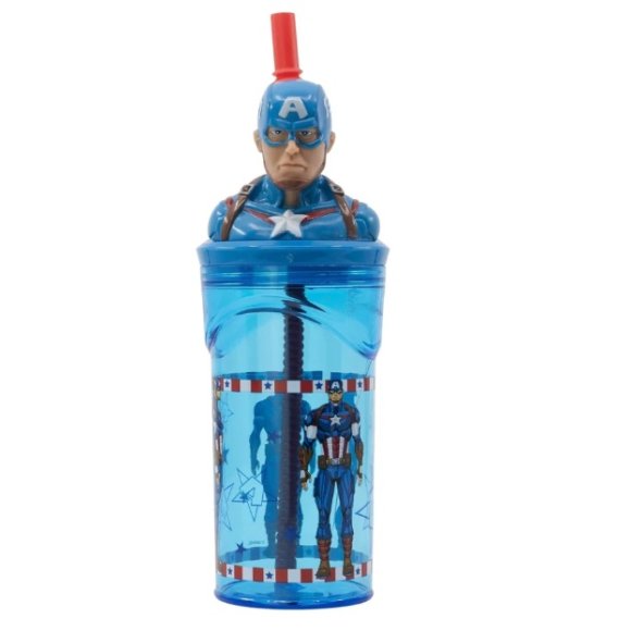 CAPTAIN AMERICA BICCHIERE CON CANNUCCIA 3D CAPACITA' 360ML