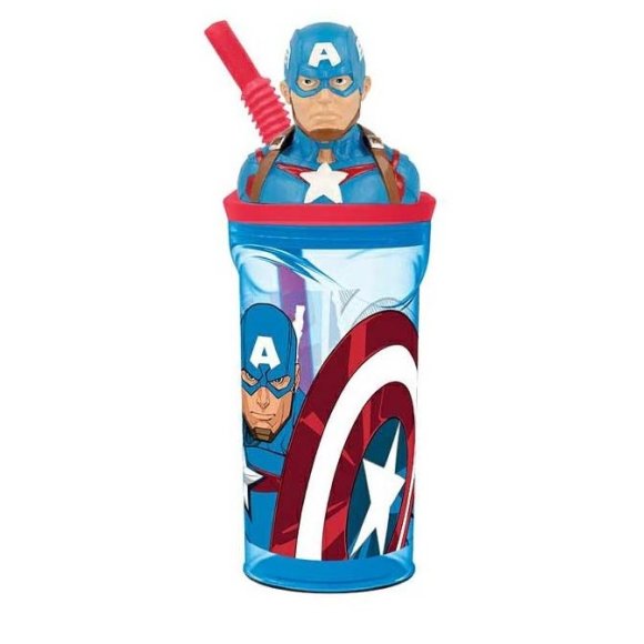CAPITAN AMERICA BICCHIERE 3D CON CANNUCCIA 360ML